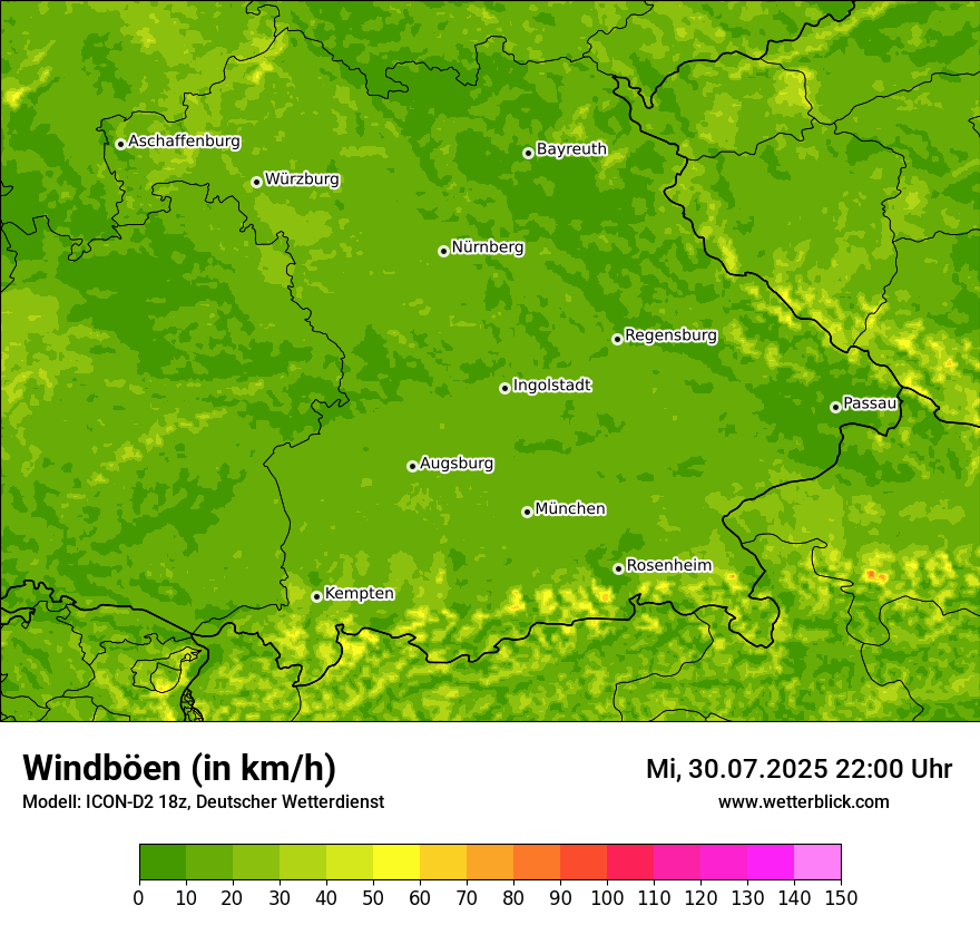 Modellkarten Windgeschwindigkeit