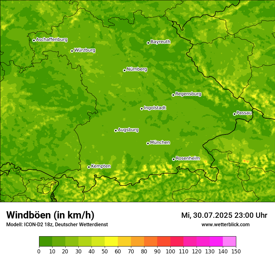 Modellkarten Windgeschwindigkeit