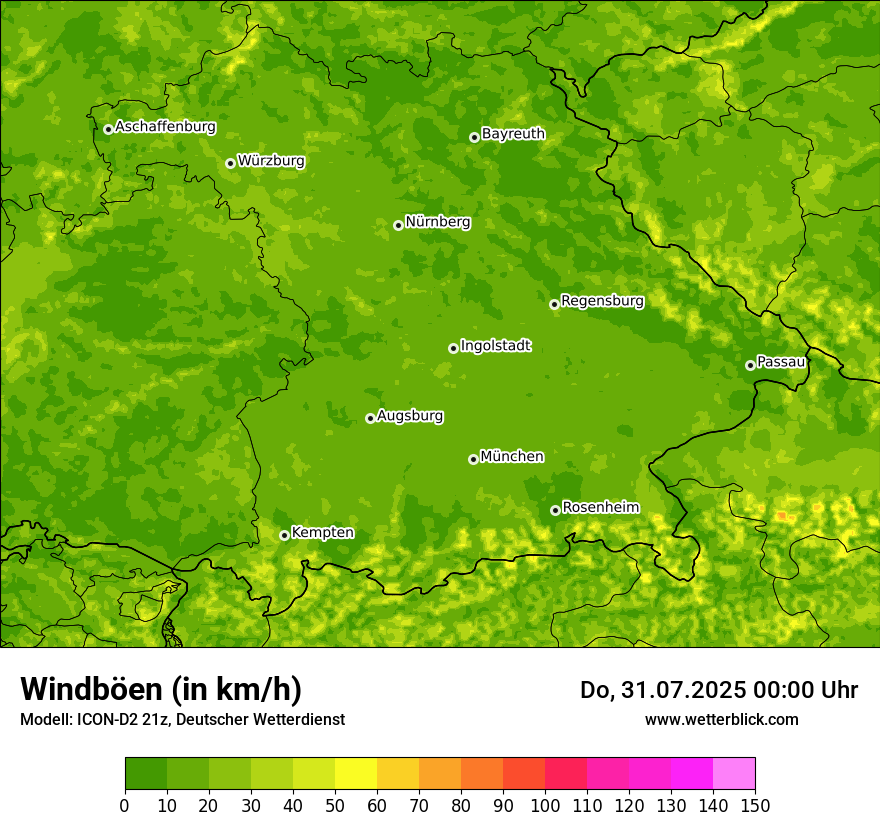 Modellkarten Windgeschwindigkeit