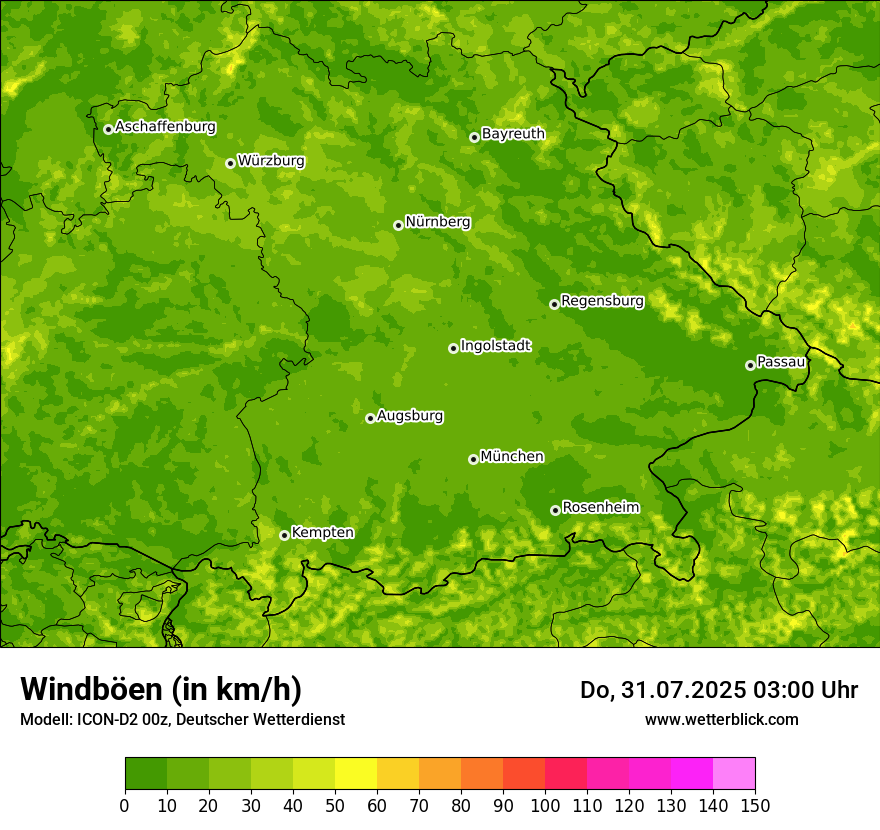 Modellkarten Windgeschwindigkeit