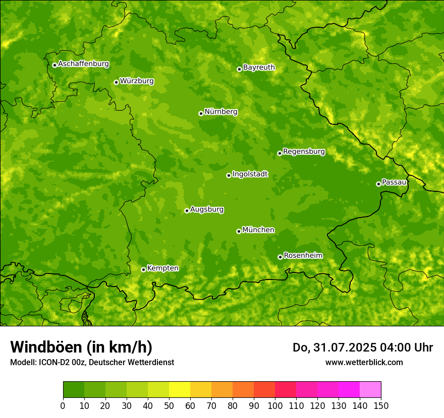 Modellkarten Windgeschwindigkeit