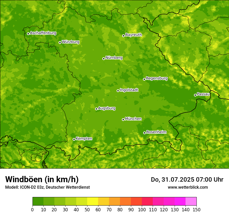 Modellkarten Windgeschwindigkeit