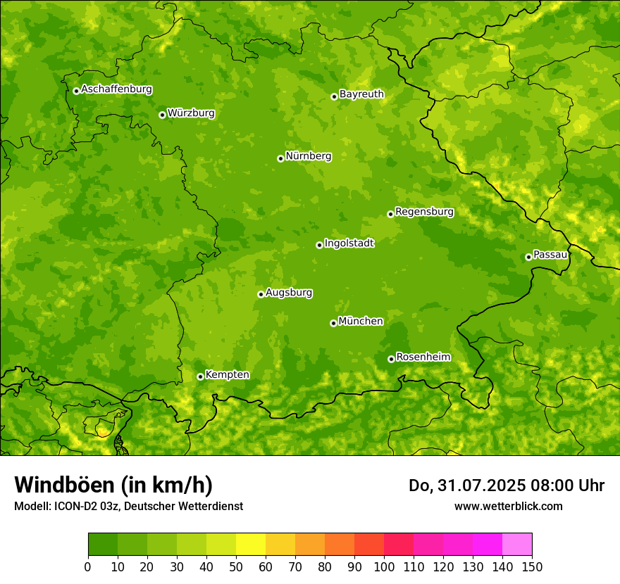 Modellkarten Windgeschwindigkeit