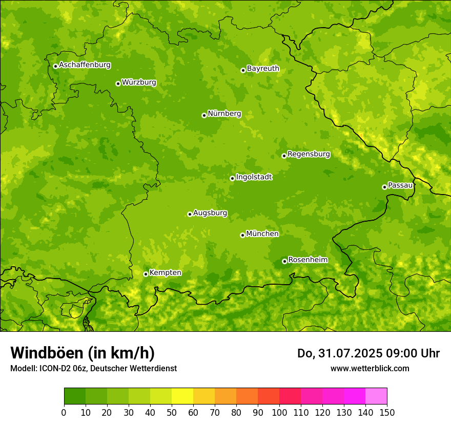 Modellkarten Windgeschwindigkeit