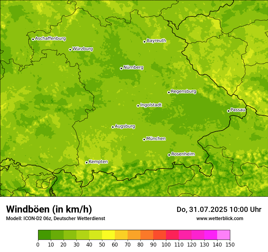 Modellkarten Windgeschwindigkeit
