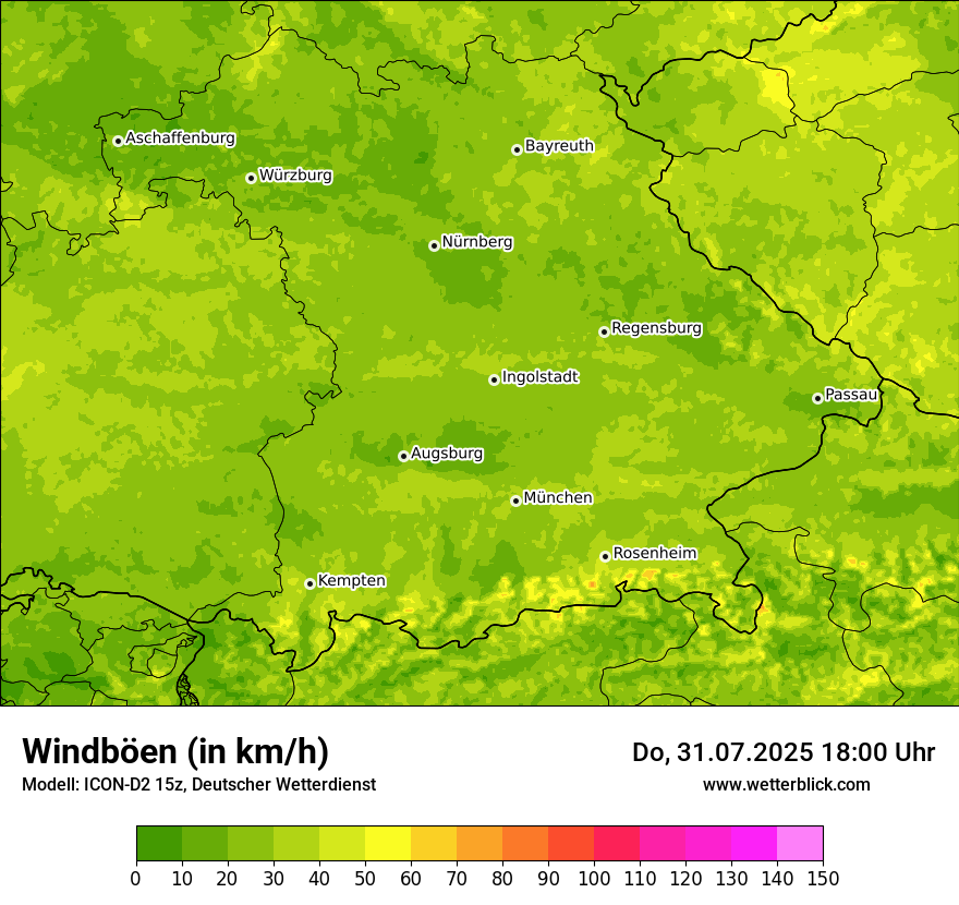Modellkarten Windgeschwindigkeit