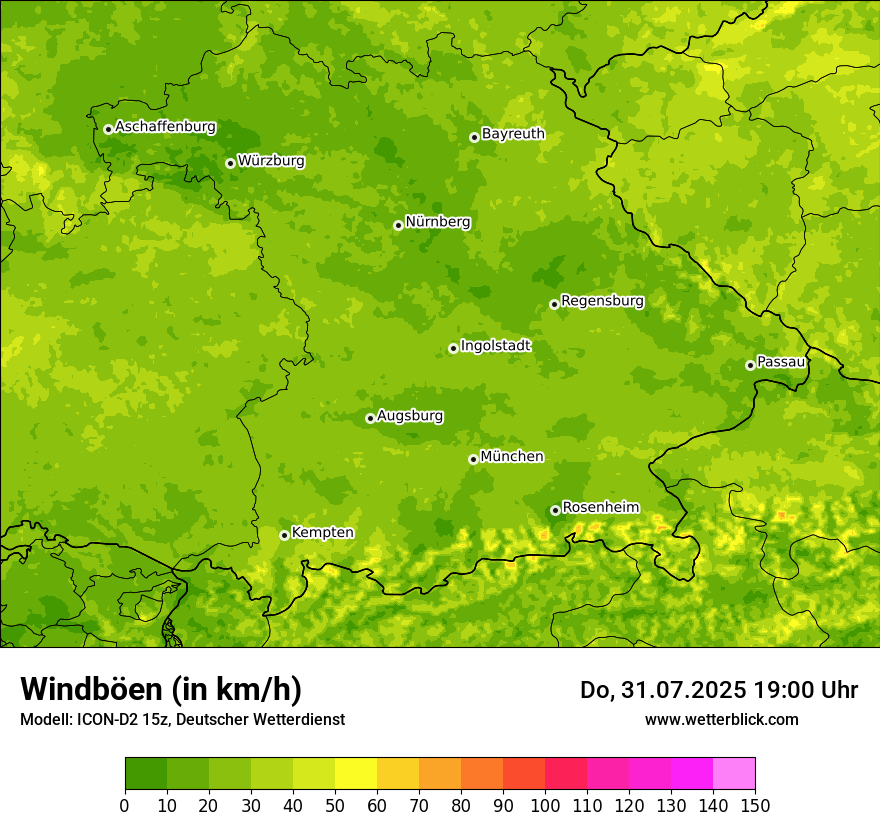 Modellkarten Windgeschwindigkeit