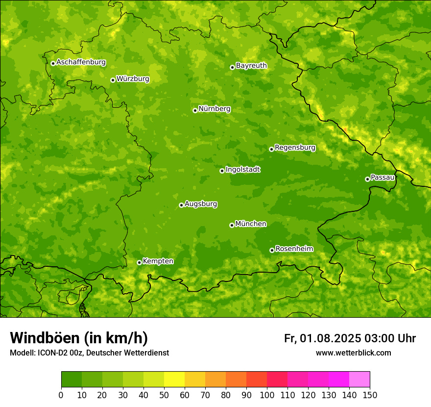 Modellkarten Windgeschwindigkeit