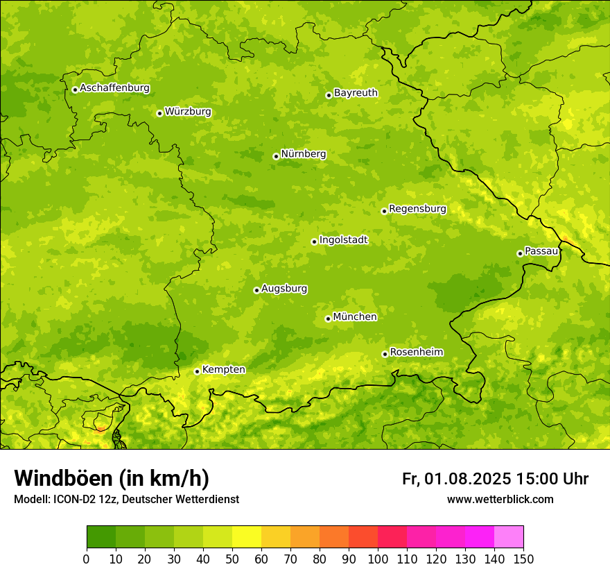 Modellkarten Windgeschwindigkeit