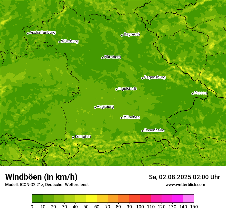 Modellkarten Windgeschwindigkeit
