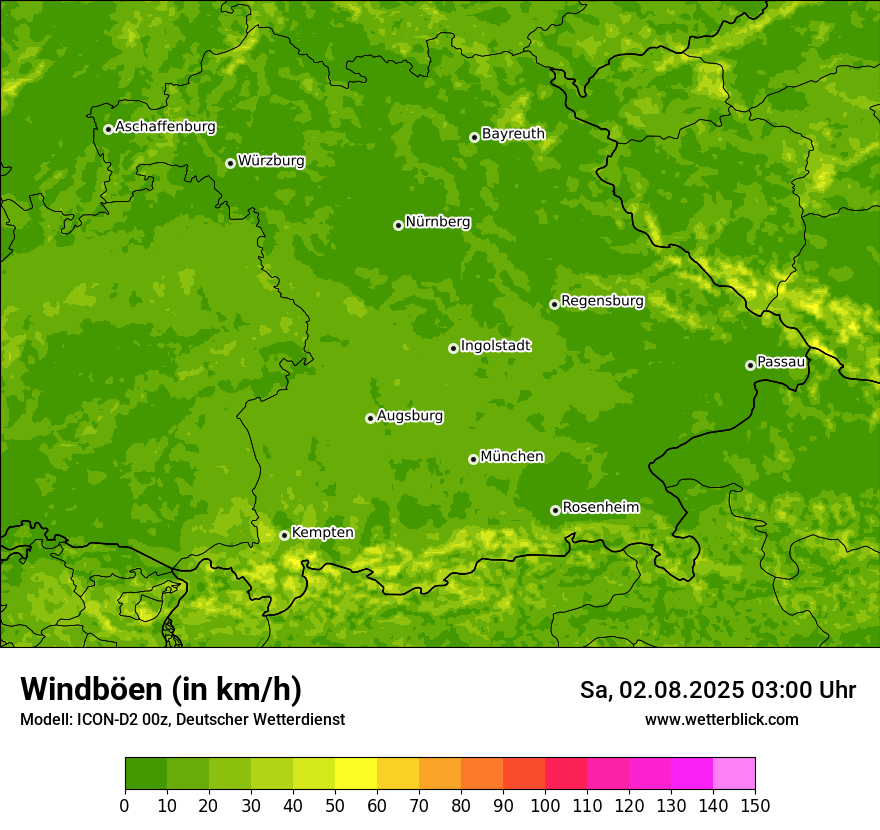 Modellkarten Windgeschwindigkeit