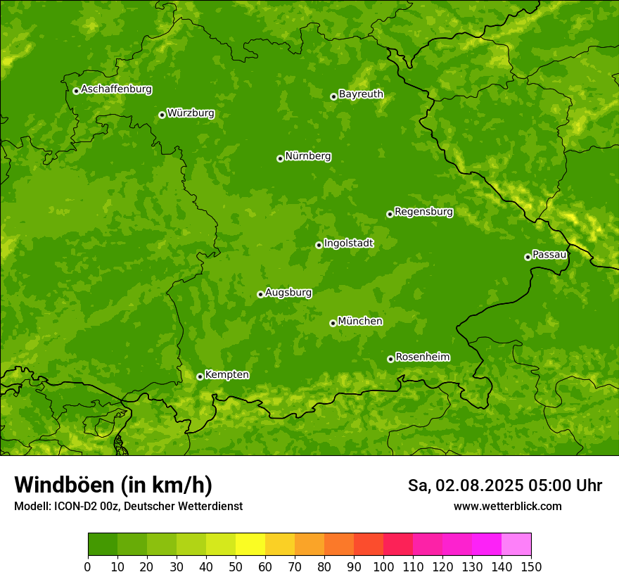 Modellkarten Windgeschwindigkeit