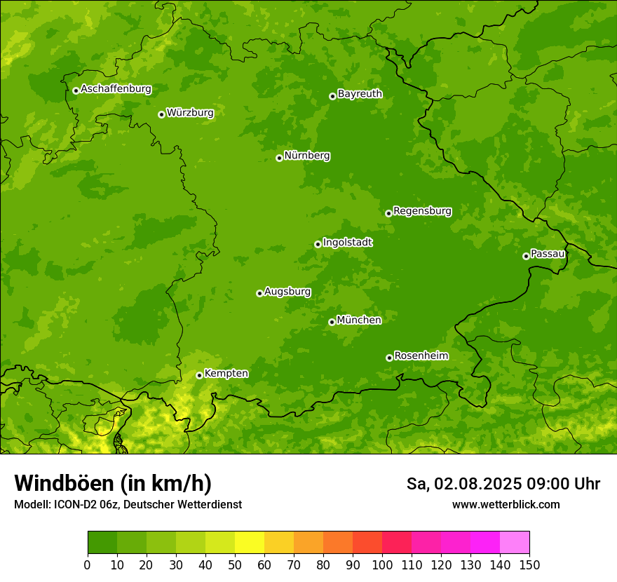 Modellkarten Windgeschwindigkeit
