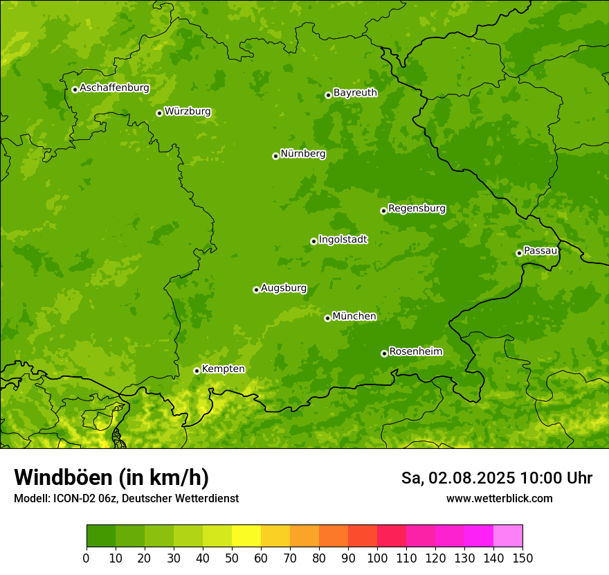 Modellkarten Windgeschwindigkeit