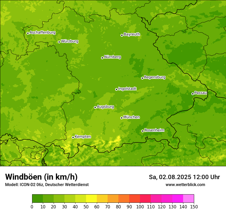 Modellkarten Windgeschwindigkeit