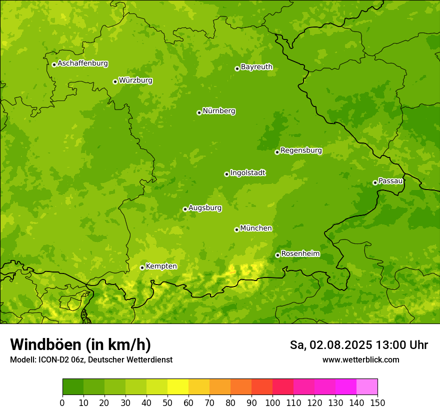 Modellkarten Windgeschwindigkeit