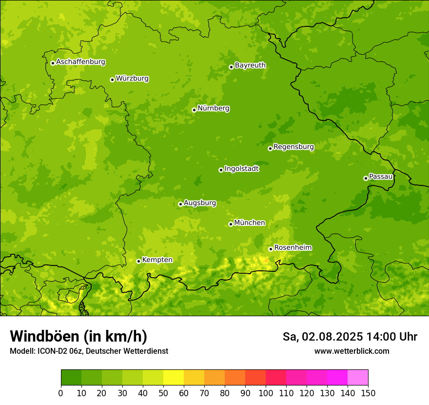 Modellkarten Windgeschwindigkeit