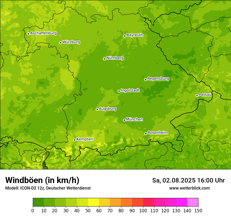 Modellkarten Windgeschwindigkeit