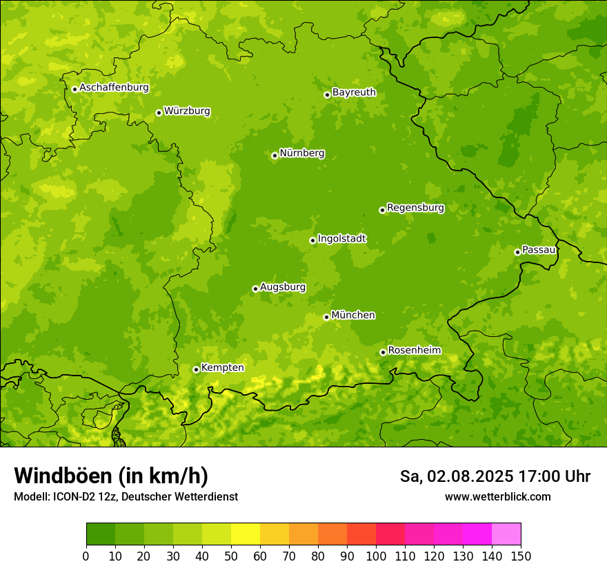 Modellkarten Windgeschwindigkeit