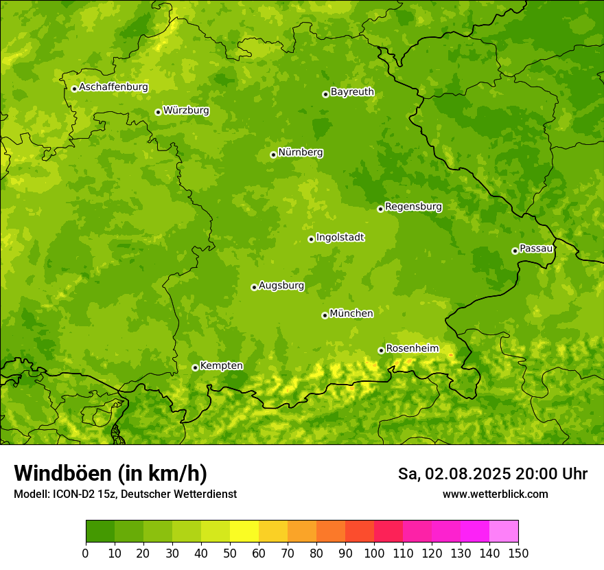 Modellkarten Windgeschwindigkeit