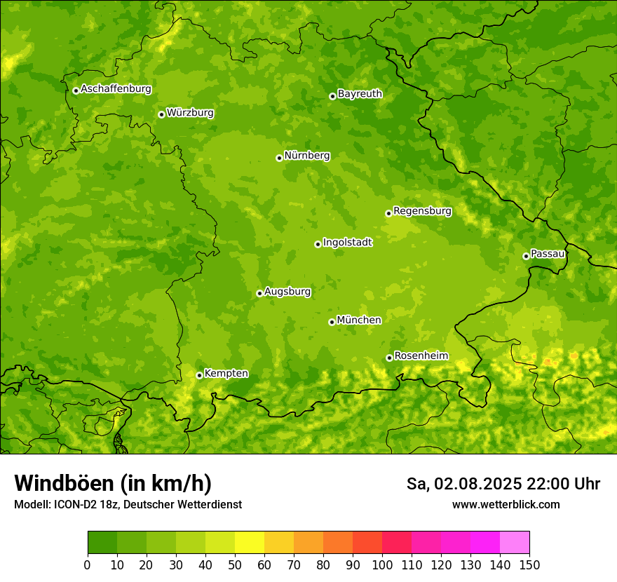 Modellkarten Windgeschwindigkeit