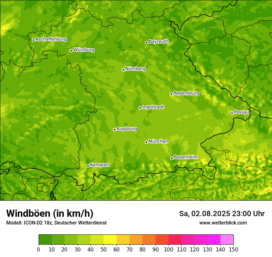 Modellkarten Windgeschwindigkeit