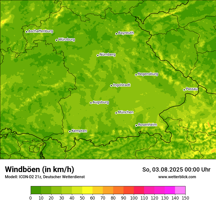 Modellkarten Windgeschwindigkeit