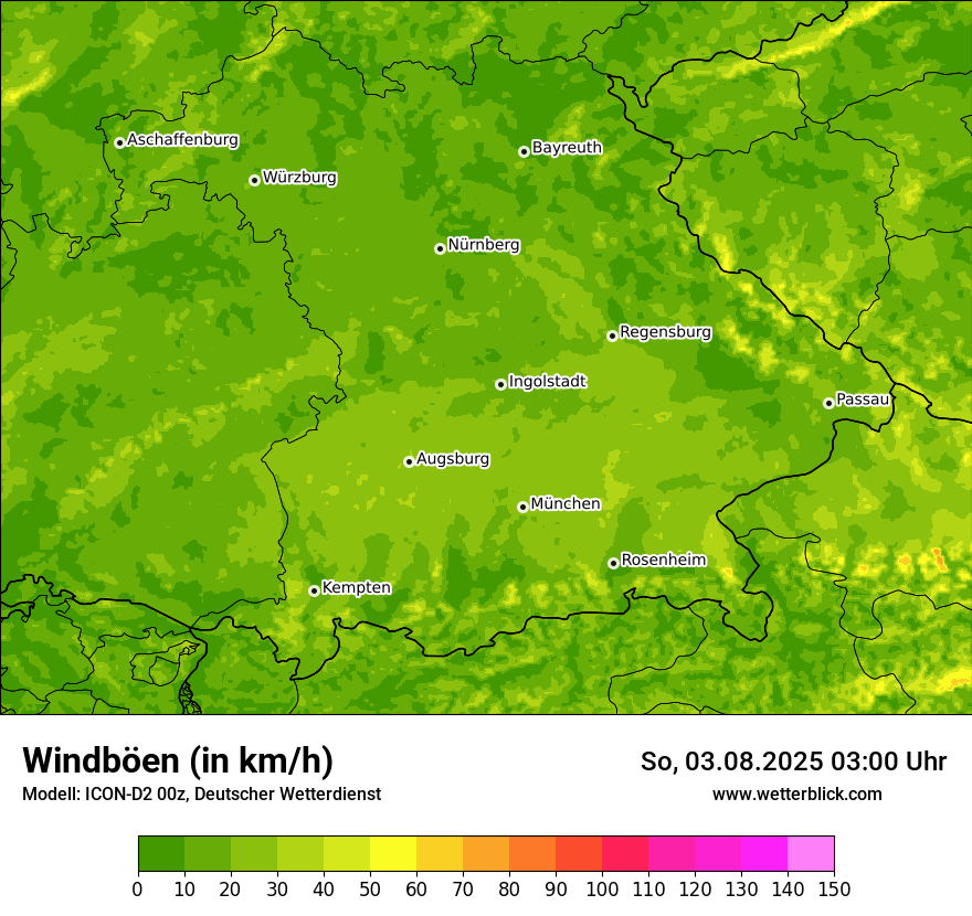 Modellkarten Windgeschwindigkeit