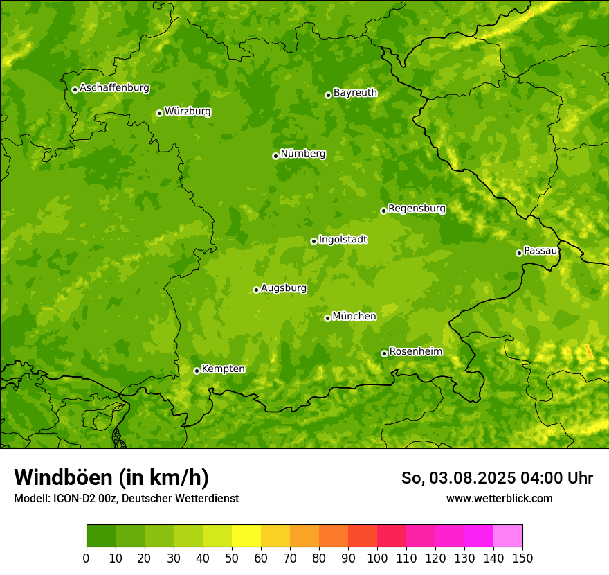 Modellkarten Windgeschwindigkeit