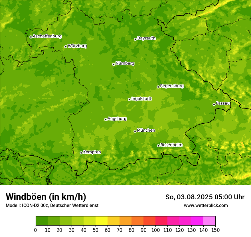 Modellkarten Windgeschwindigkeit