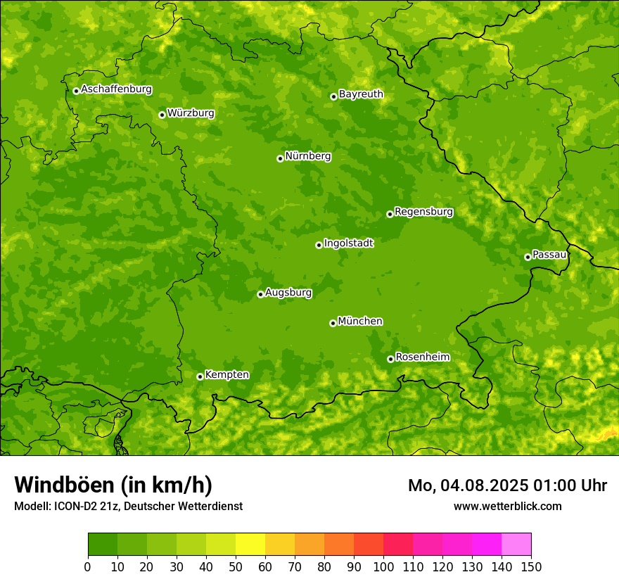 Modellkarten Windgeschwindigkeit