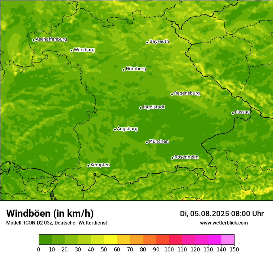 Modellkarten Windgeschwindigkeit