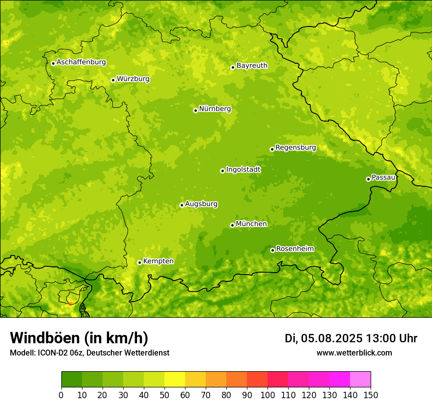 Modellkarten Windgeschwindigkeit
