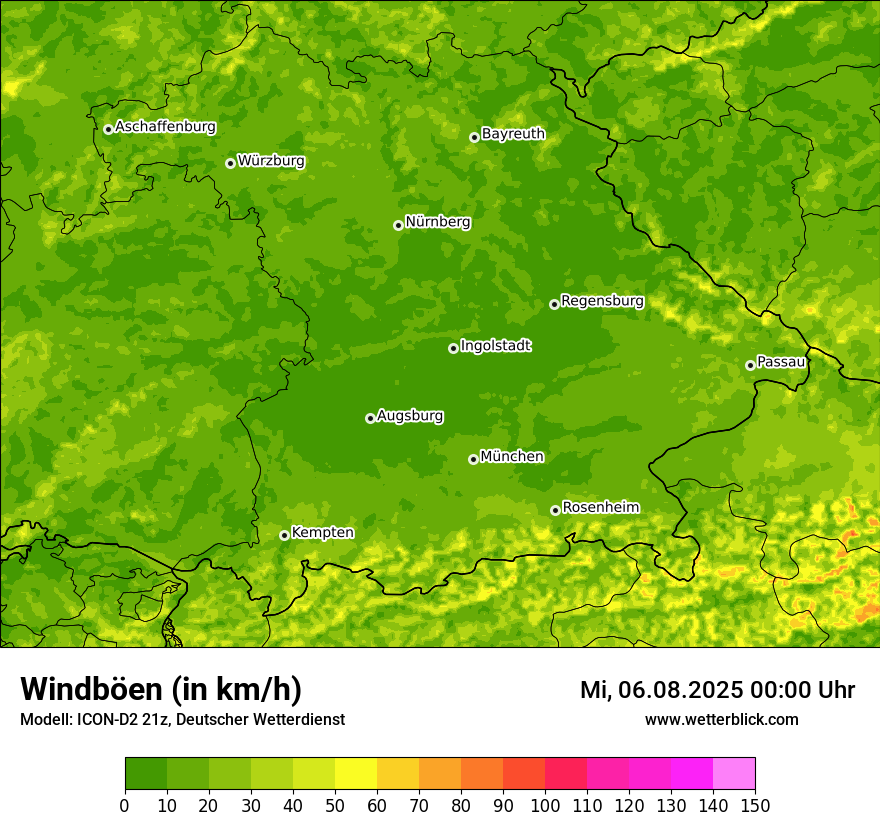 Modellkarten Windgeschwindigkeit