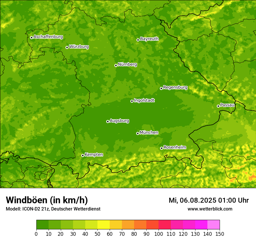 Modellkarten Windgeschwindigkeit