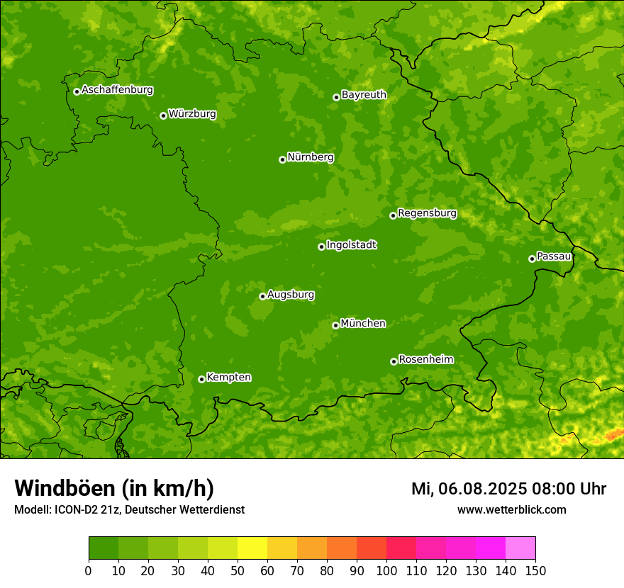 Modellkarten Windgeschwindigkeit