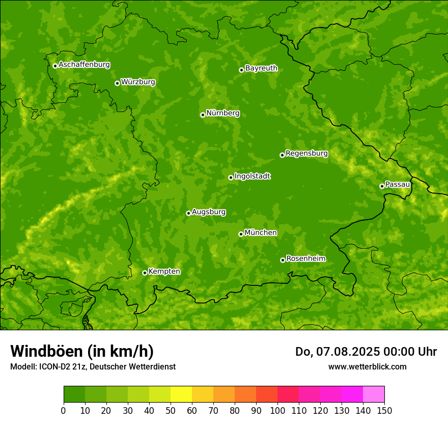 Modellkarten Windgeschwindigkeit