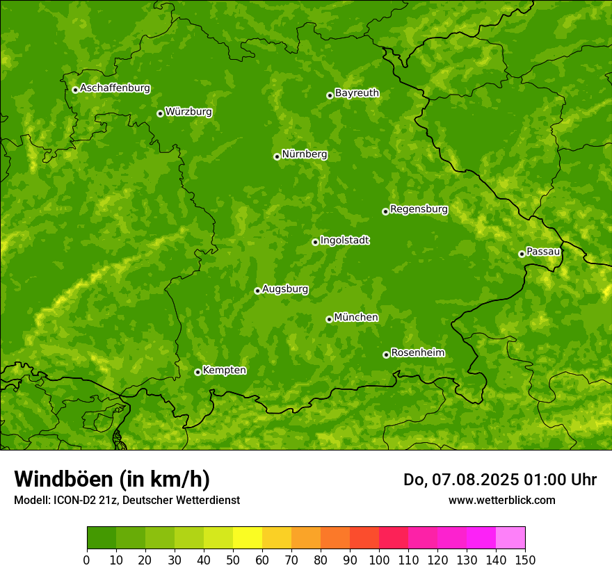Modellkarten Windgeschwindigkeit