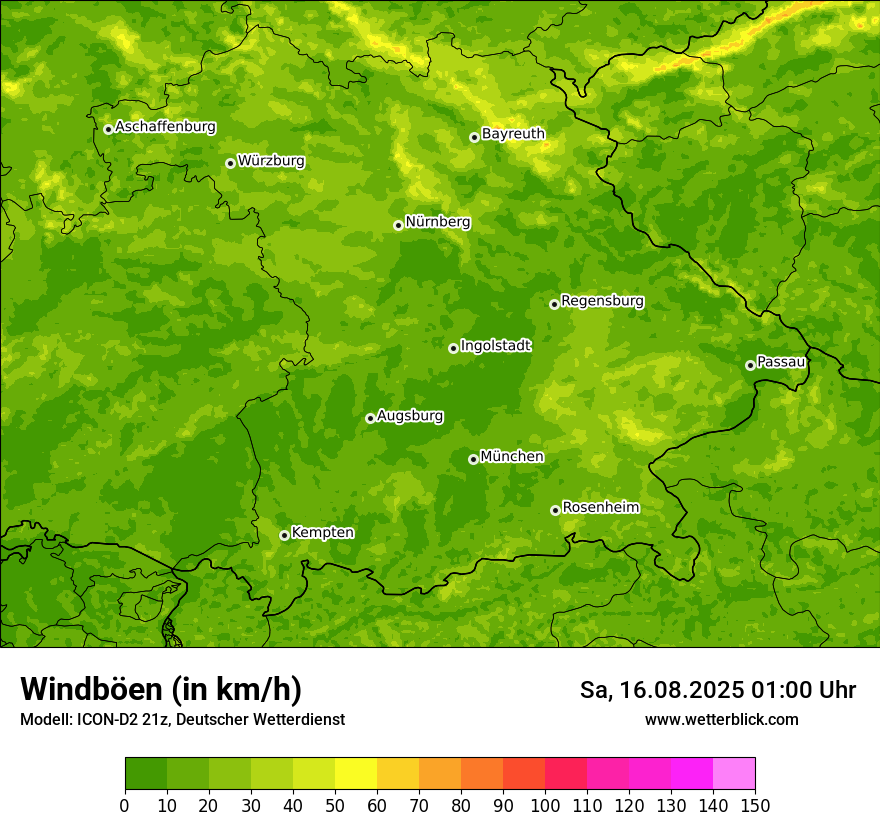 Modellkarten Windgeschwindigkeit