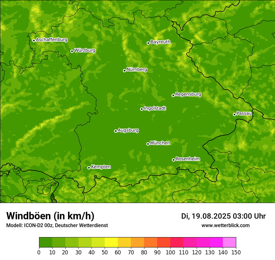 Modellkarten Windgeschwindigkeit