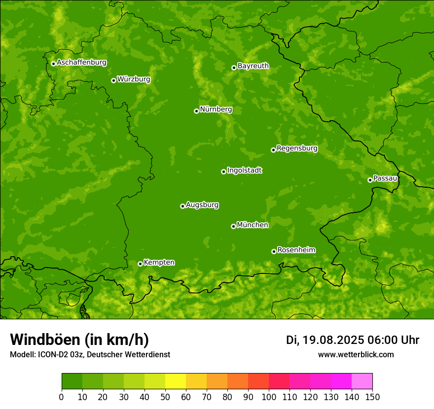Modellkarten Windgeschwindigkeit