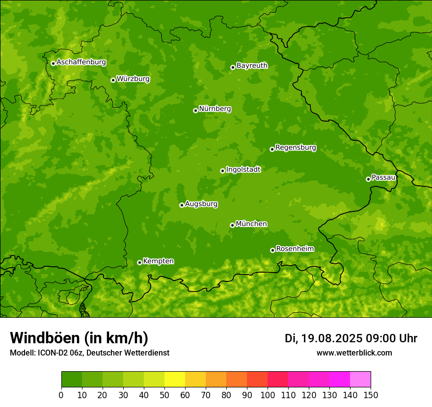 Modellkarten Windgeschwindigkeit
