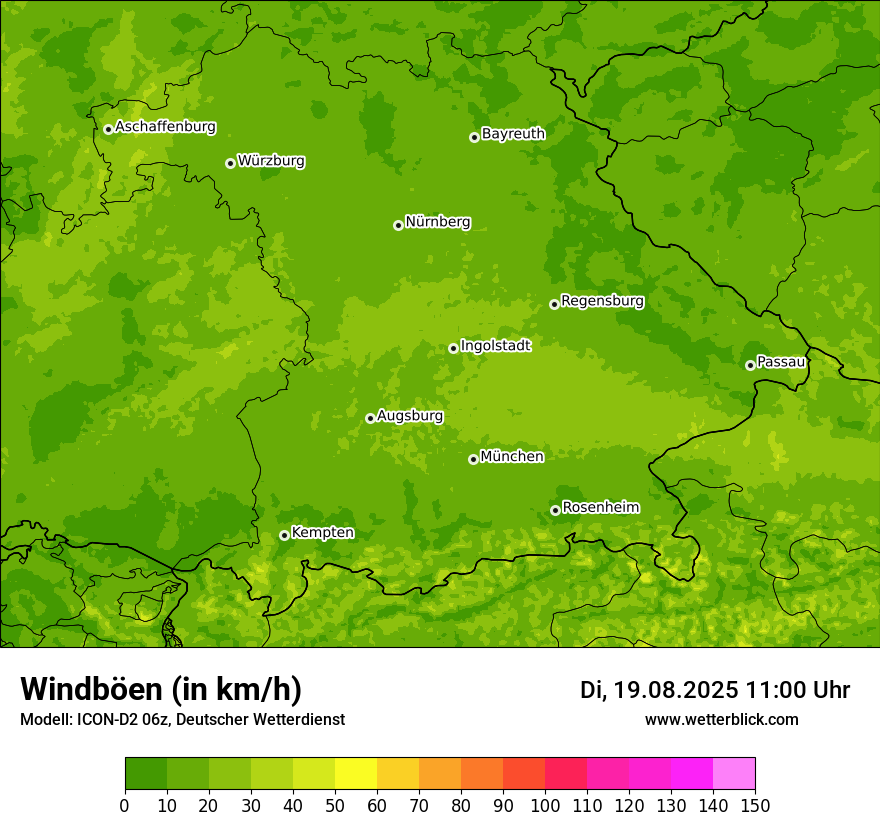 Modellkarten Windgeschwindigkeit