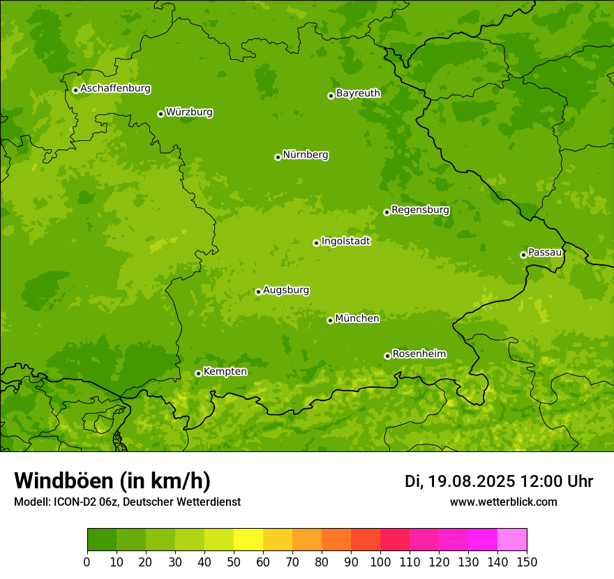 Modellkarten Windgeschwindigkeit