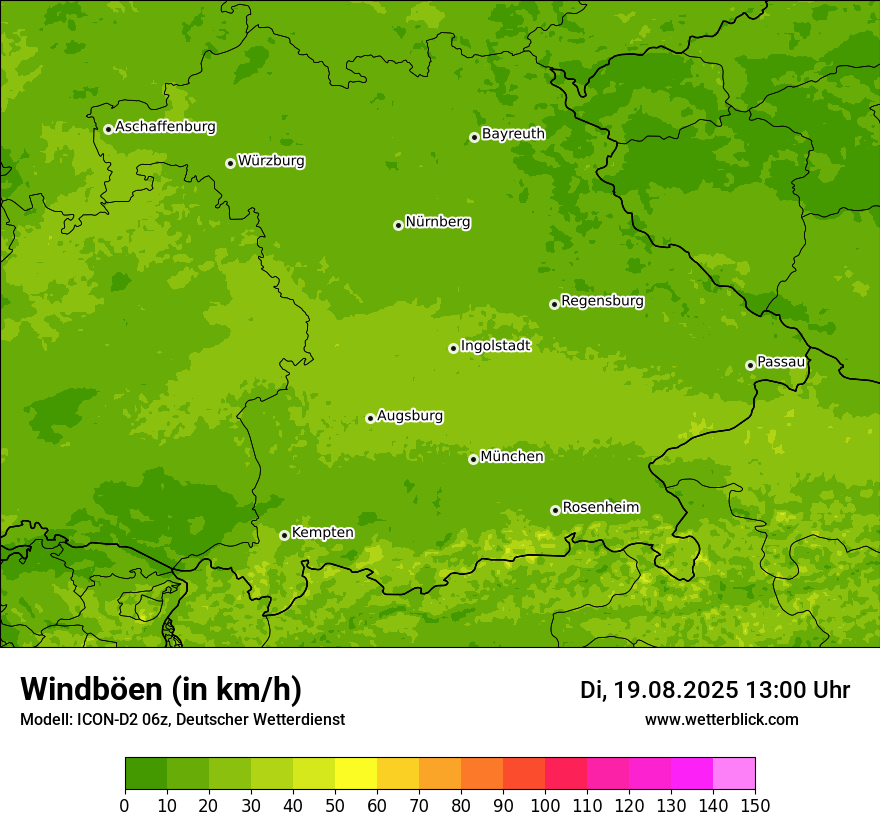Modellkarten Windgeschwindigkeit