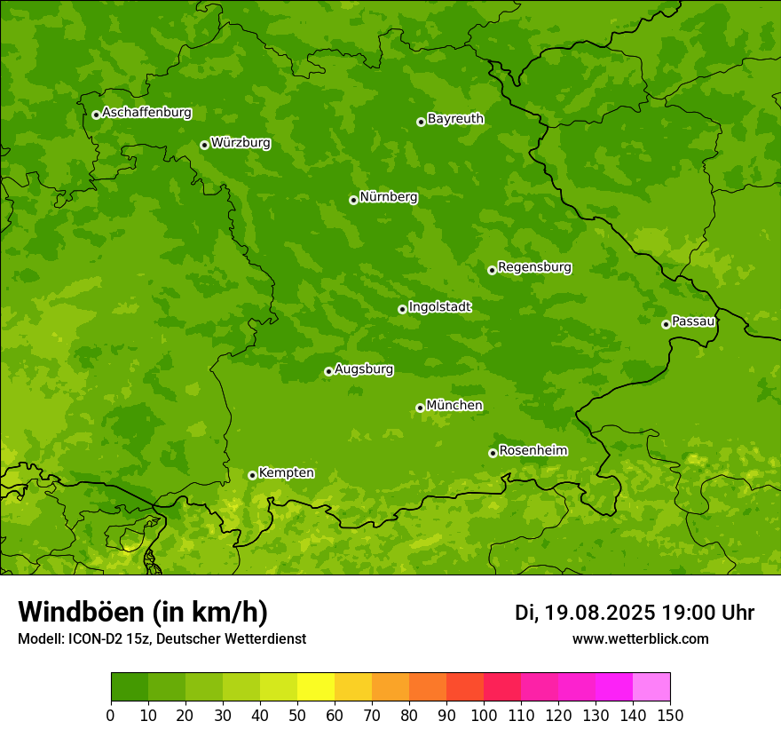 Modellkarten Windgeschwindigkeit