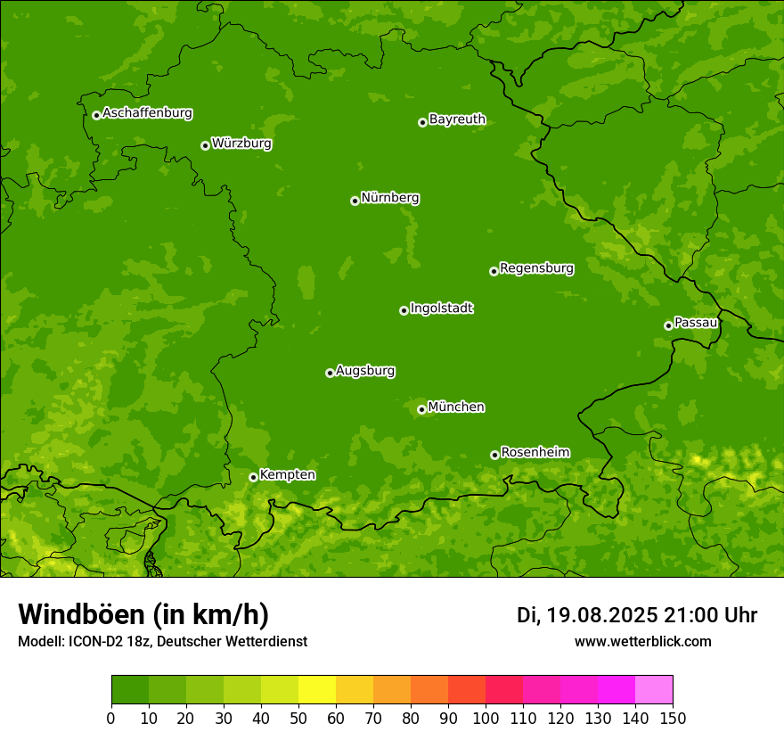 Modellkarten Windgeschwindigkeit