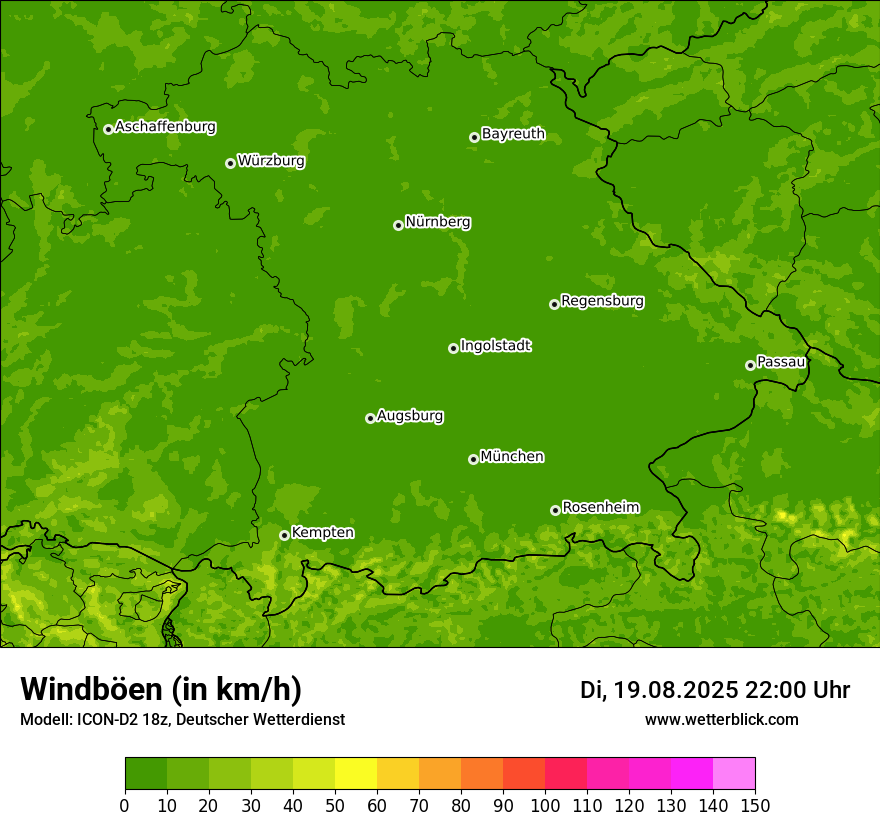 Modellkarten Windgeschwindigkeit
