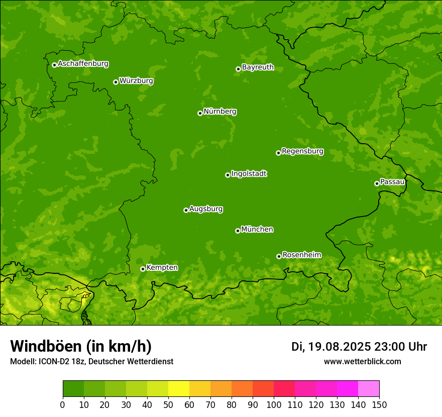 Modellkarten Windgeschwindigkeit