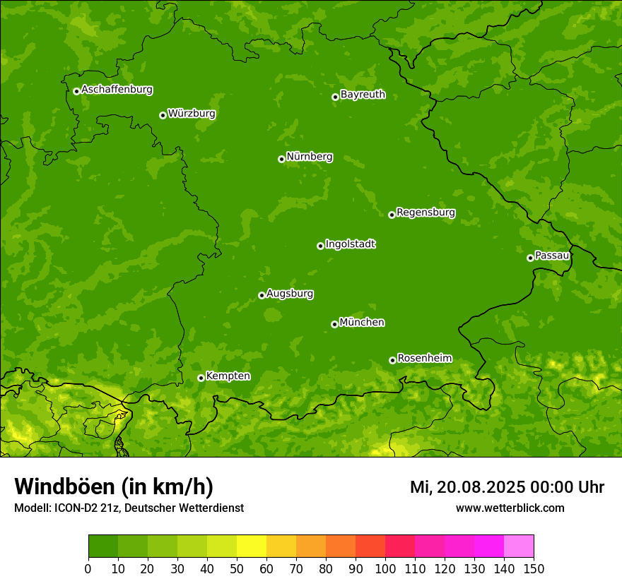 Modellkarten Windgeschwindigkeit